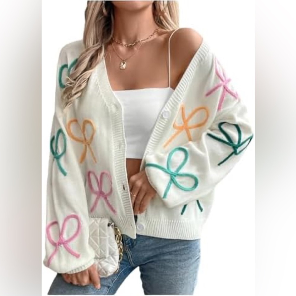 No brand 3D Multi Bow Cardigan